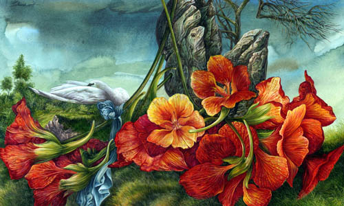 Dietrich Schuchardt - Aus Meinem Garten (From My Garden) - Kapuzinerkresse (Nasturtiums) - 2005 gouache on board
